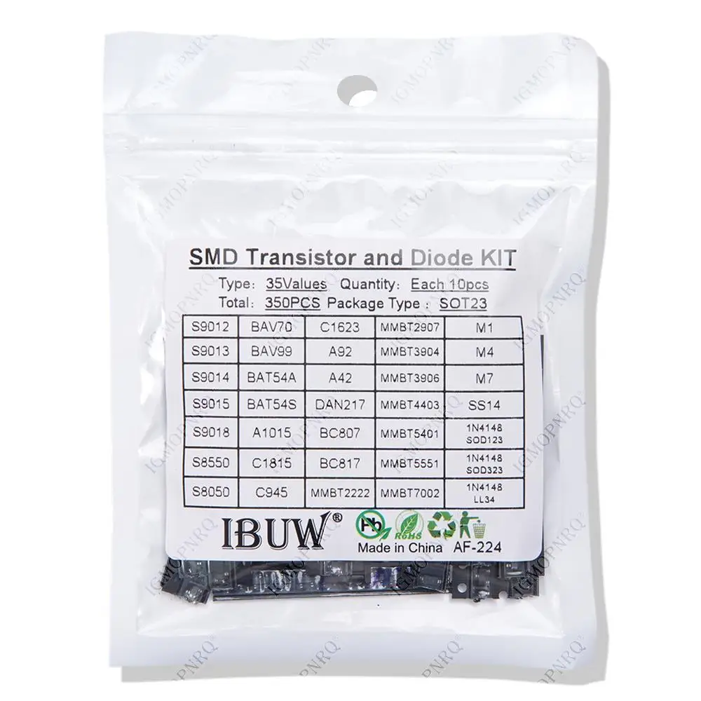 35values*10PCS=350PCS SMD SMT Transistor and Diode Assortment Kit