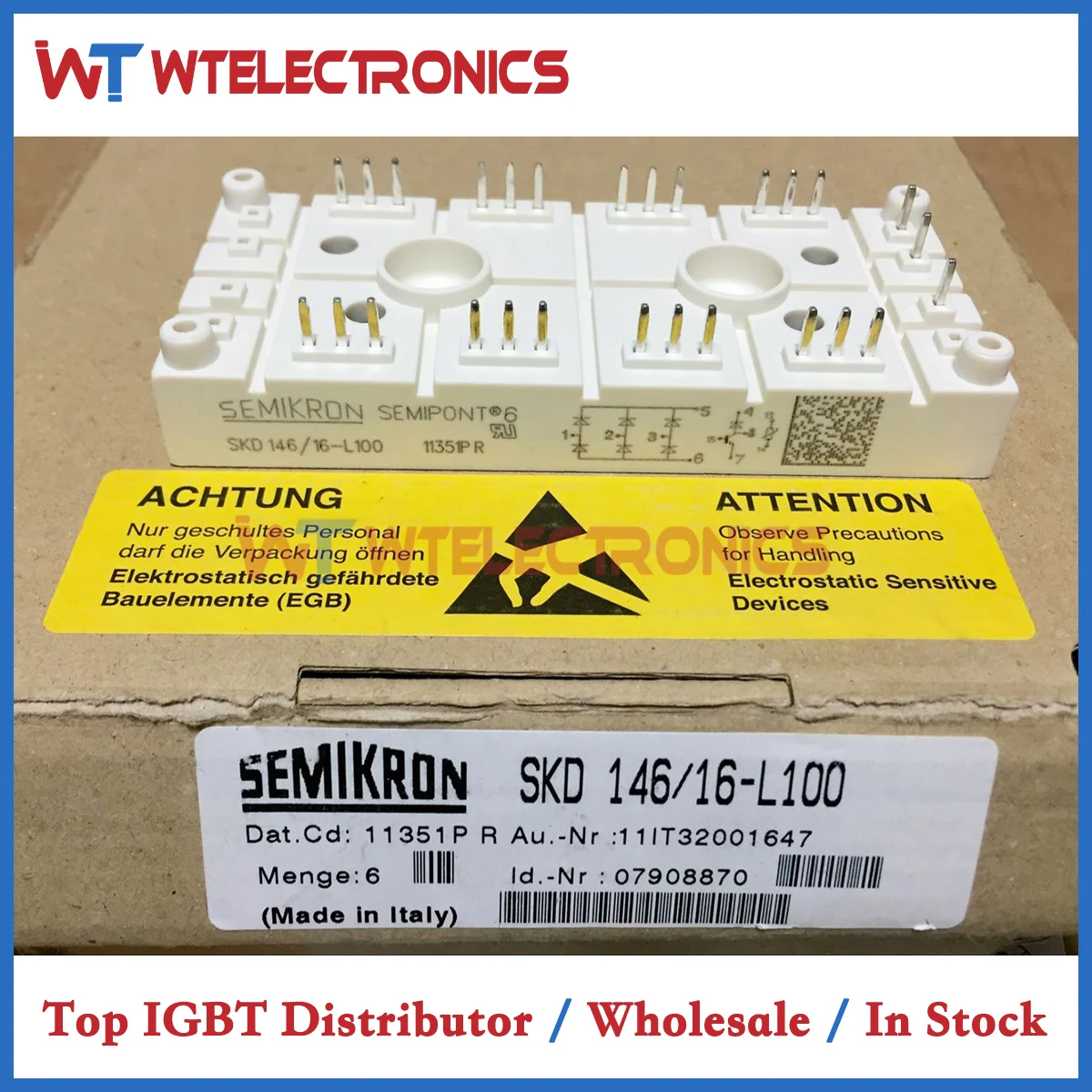 

SKD 146/16-L100 New Original SKD 146/16-L100 Thyristor Module SKD146 16 L100 SKD14616L100