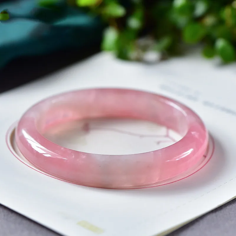 Top Quality Natural Mozambique Pink Crystal Jade Stour Bracelet Jewelry New Bangle Goddess Fashion Exquisite Lucky Accessories