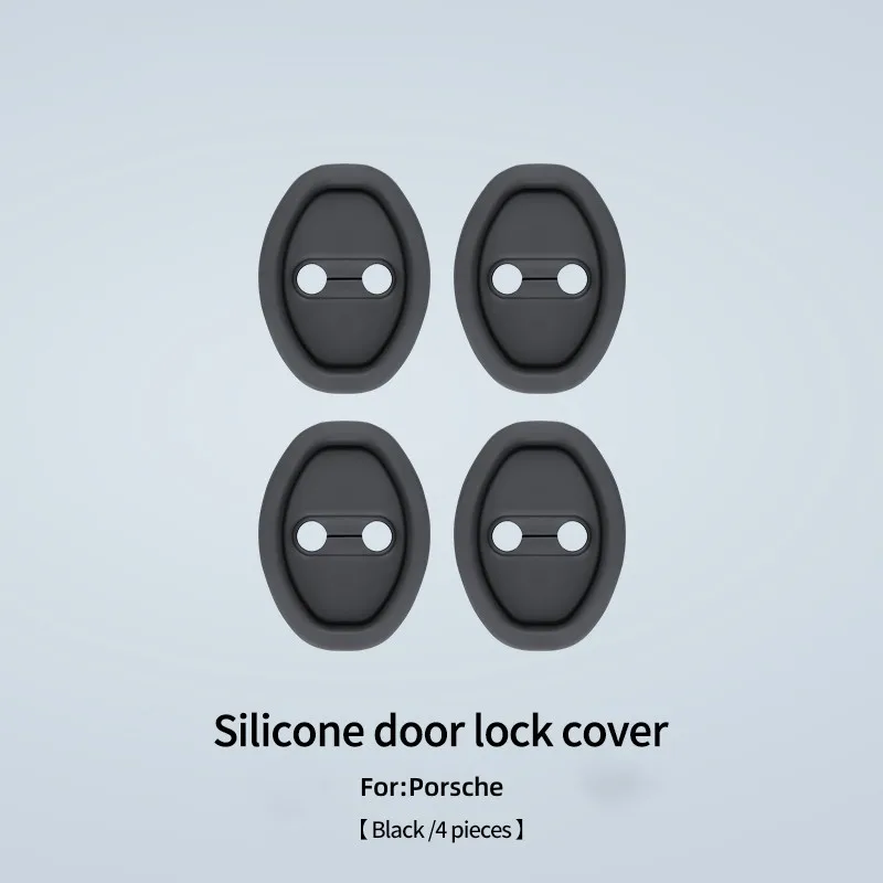4pcs/set Car Door Mute Damping Cushion Silicone Car Door Lock Buckle Cover for Porsche 718 Boxster S Cayman 911 Macan Cayenne