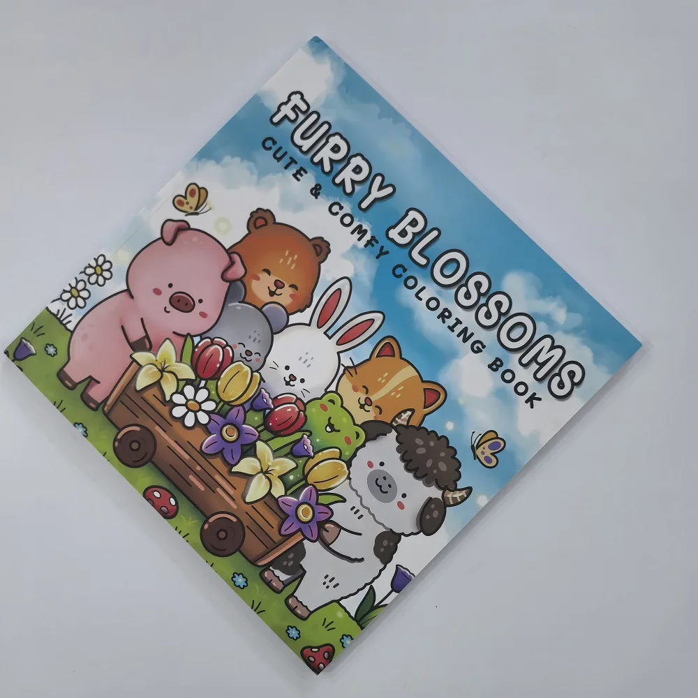 Furry Blossoms Adult Coloring Book - Cute & Comfy Stress Relief Drawing Ideal Gift for Party Birthday Christmas