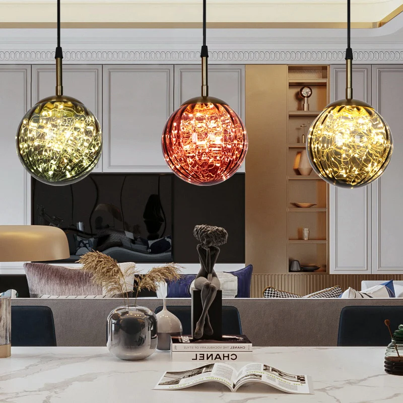 Nordic Creative glass pendant light with a sky full of stars Suitable for dining room bedroom, bar, dressing table, front line