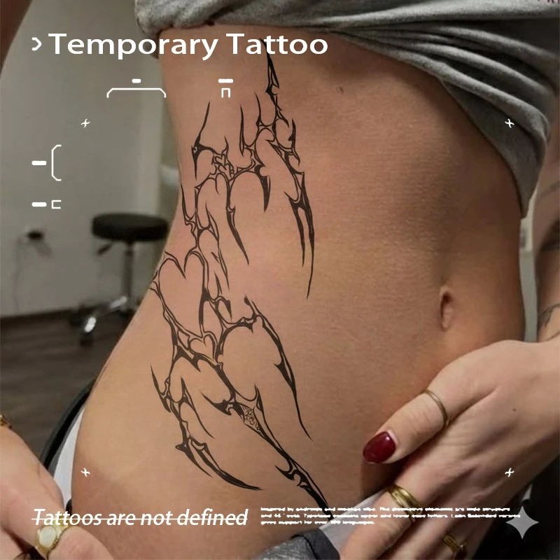 Gothic Tribal Waist Herbal Juice Tattoo Waterproof Temporary Tattoos Fake Body Art Stickers for Abdomen Women Tattoo Decal