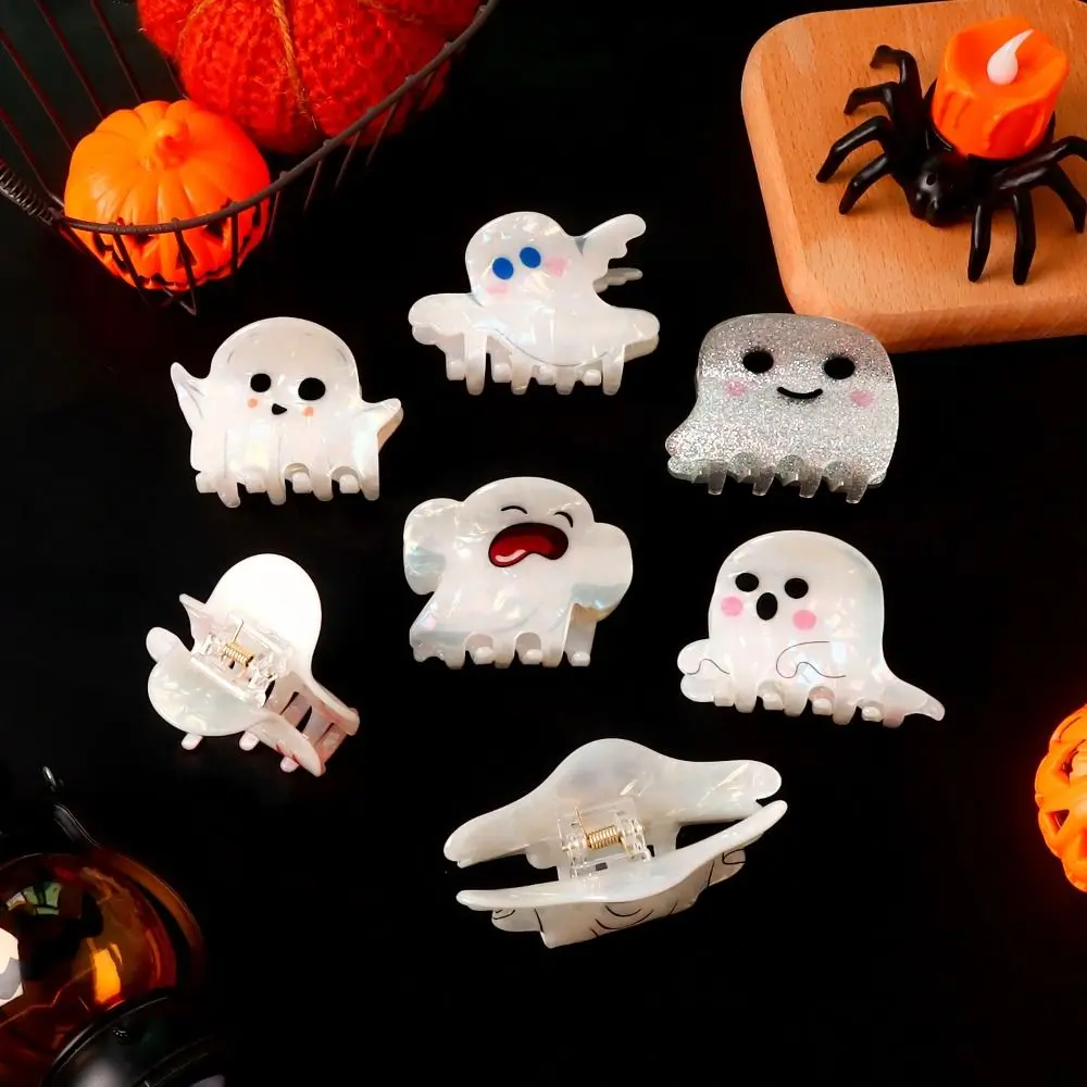 Unique PVC Ghost Hair Claw Grab Clip Hairpin Halloween Hair Clip Ponytail Clip Hair Accessories Shark Clip Girls