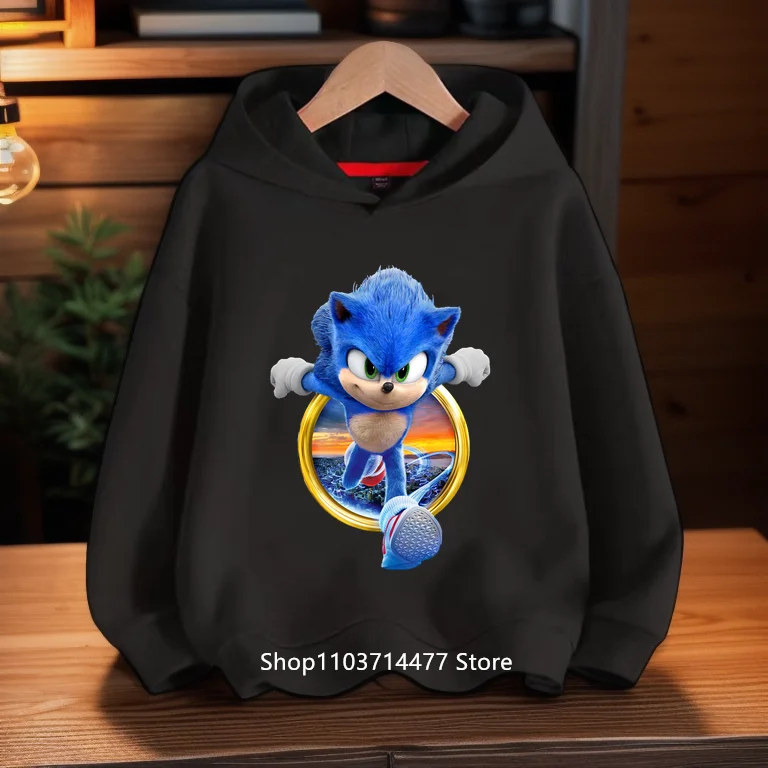 مليئة بالتبريد العصري! سترة بغطاء للرأس للأطفال مطبوعة ديناميكية سونيك، دع الأطفال أن تصبحًا حيويًا في الشارع لطيفًا ورائعًا #2