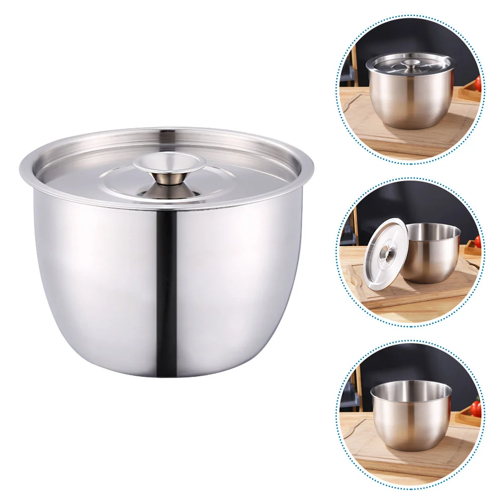 

Cream Basin Salad Mixing Bowl Stainless Steel Baking Noodle Food Containers with Lids Multi-functional Metal Storage