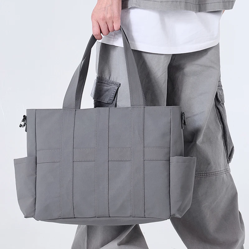 

Men Casual Simple Shoulder Bag Multi-layer Wear-resistance Tote Bag for Daily Outing Commuting Short Trip Crossbody Bag