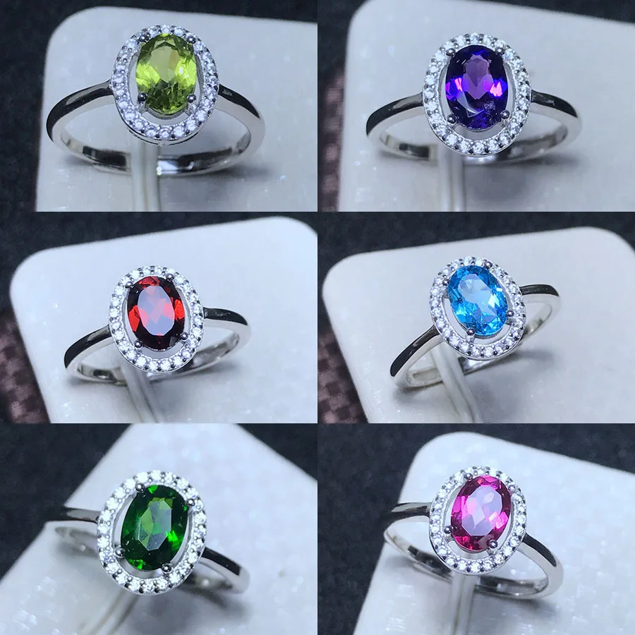 MeiBaPJ Multiple Gemstone Optional Simple Flower Ring for Women Real 925 Sterling Silver Fine Jewelry