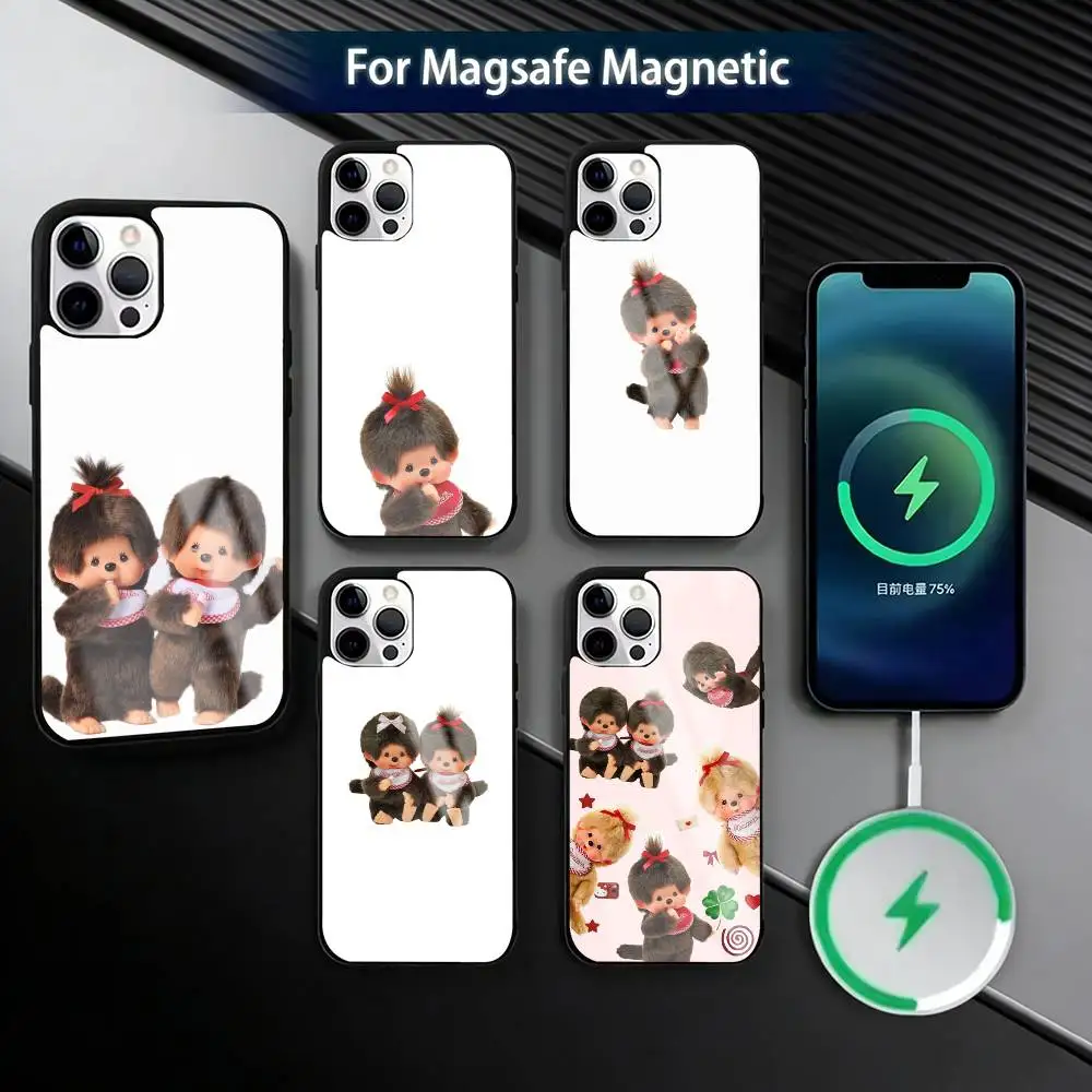 

Чехол для телефона C-Cute Monchhichi для iPhone 17, 16, 15, 14, 13, 12, 11 Plus, Pro, магнитный, для беспроводной зарядки Magsafe