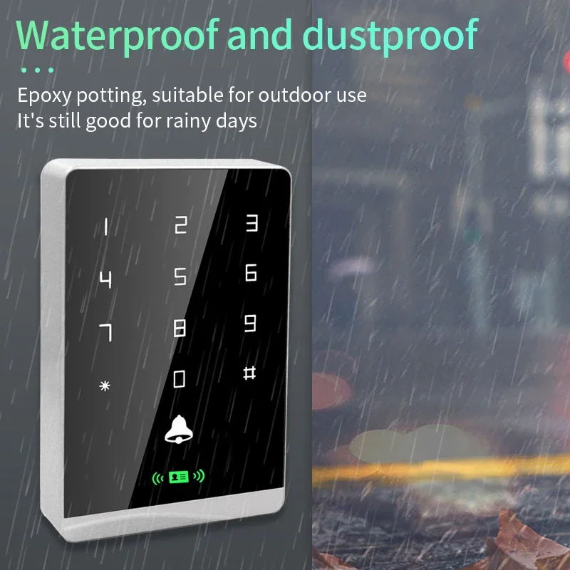 Dual Frequency 125Khz+13.56Mhz IP68 Waterproof Access Control Keypad Outdoor RFID Access Controller Touch Door Opener System