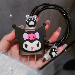 DIY 3D Kuromi Iphone Charger Protector Case,TPU 18W 20W USB Date Cable Case Cover Cable Winder For iphone 15 Pro Max