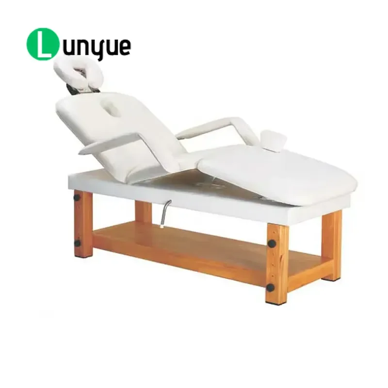 Wood Foldable Massage Table CE ISO Certified Synthetic Leather 10cm Thick Modern Design for Clinic Wellness Center Portable