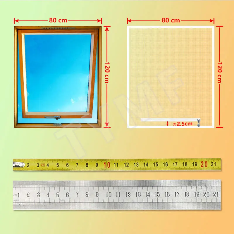 TYMF New Window Screen Mesh with Zipper and Invisible Fiberglass - Customizable Size Mesh Summer Prevent Mosquitoes and Flies