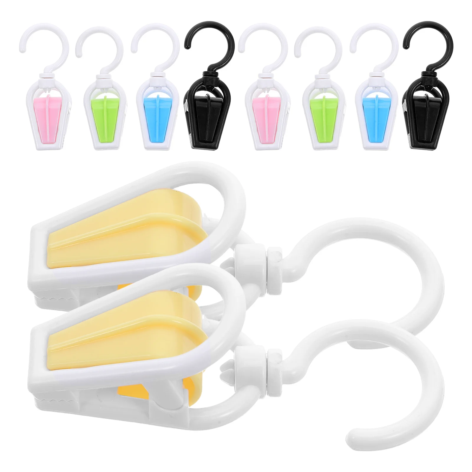 

10pcs Hook Clips Heavy Duty Plastic Rotating Towel Hat Organizer For Laundry Beach Curtain Display Swivel Clothes Hanging