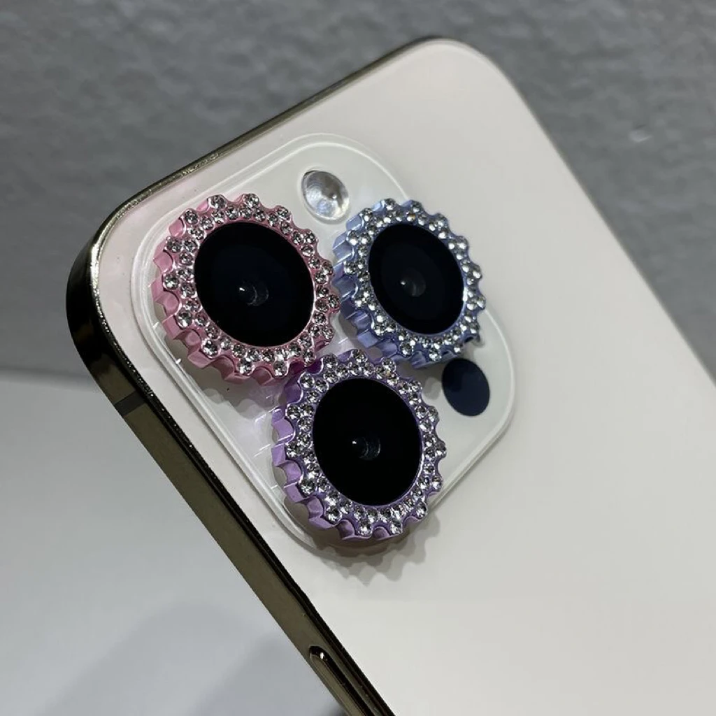 2-3Pcs For iPhone 15 16Pro Max 14Plus Diamond Ring Lens Protector Cover For iPhone 16 14 ProMax Lens Glass