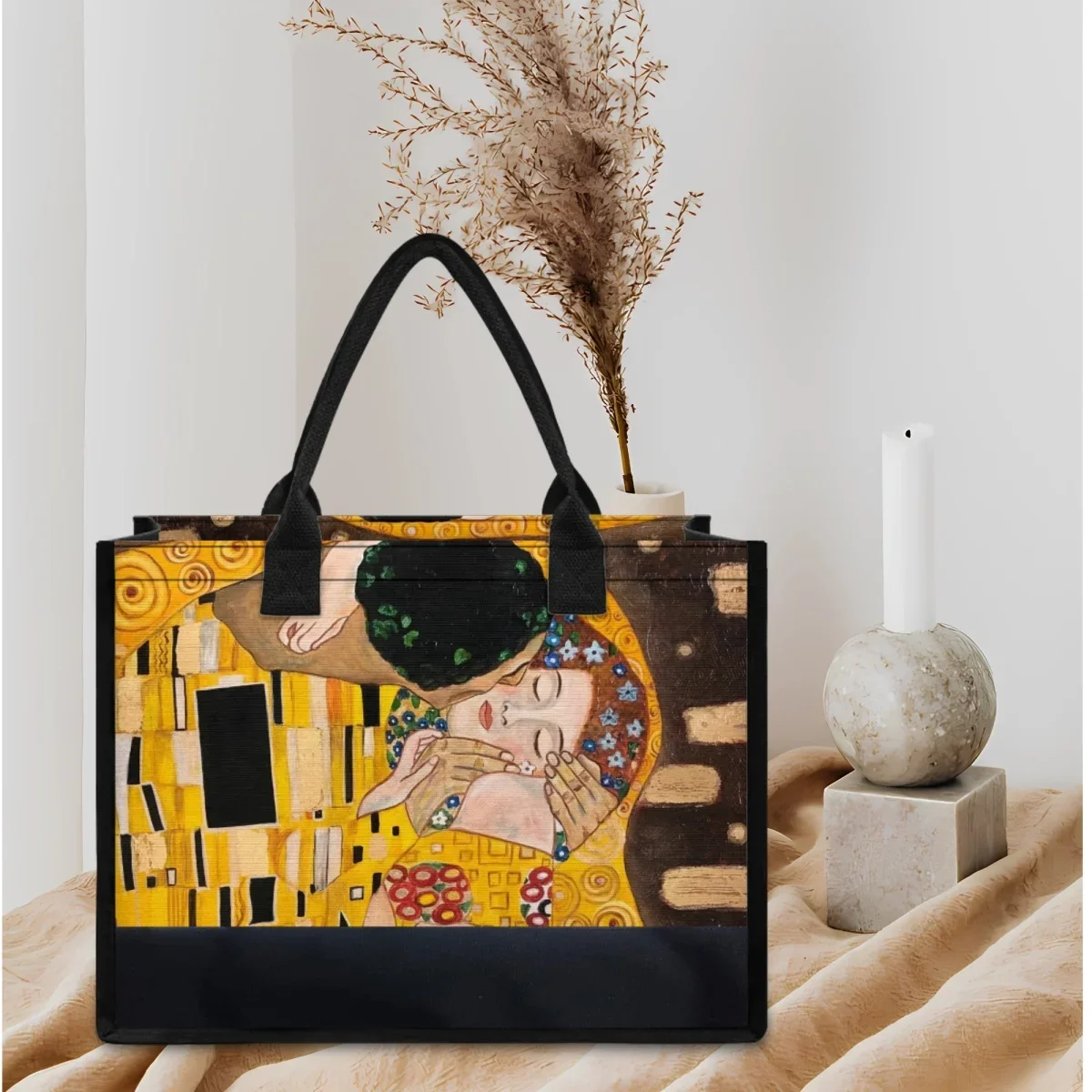 Gustav Klimt-Bolsa Feminina Casual, Bolsa de Ombro, Bolsa Feminina, Designer Totes, Pintura a Óleo, Beijo, Nenúfar, Viagem, Moda