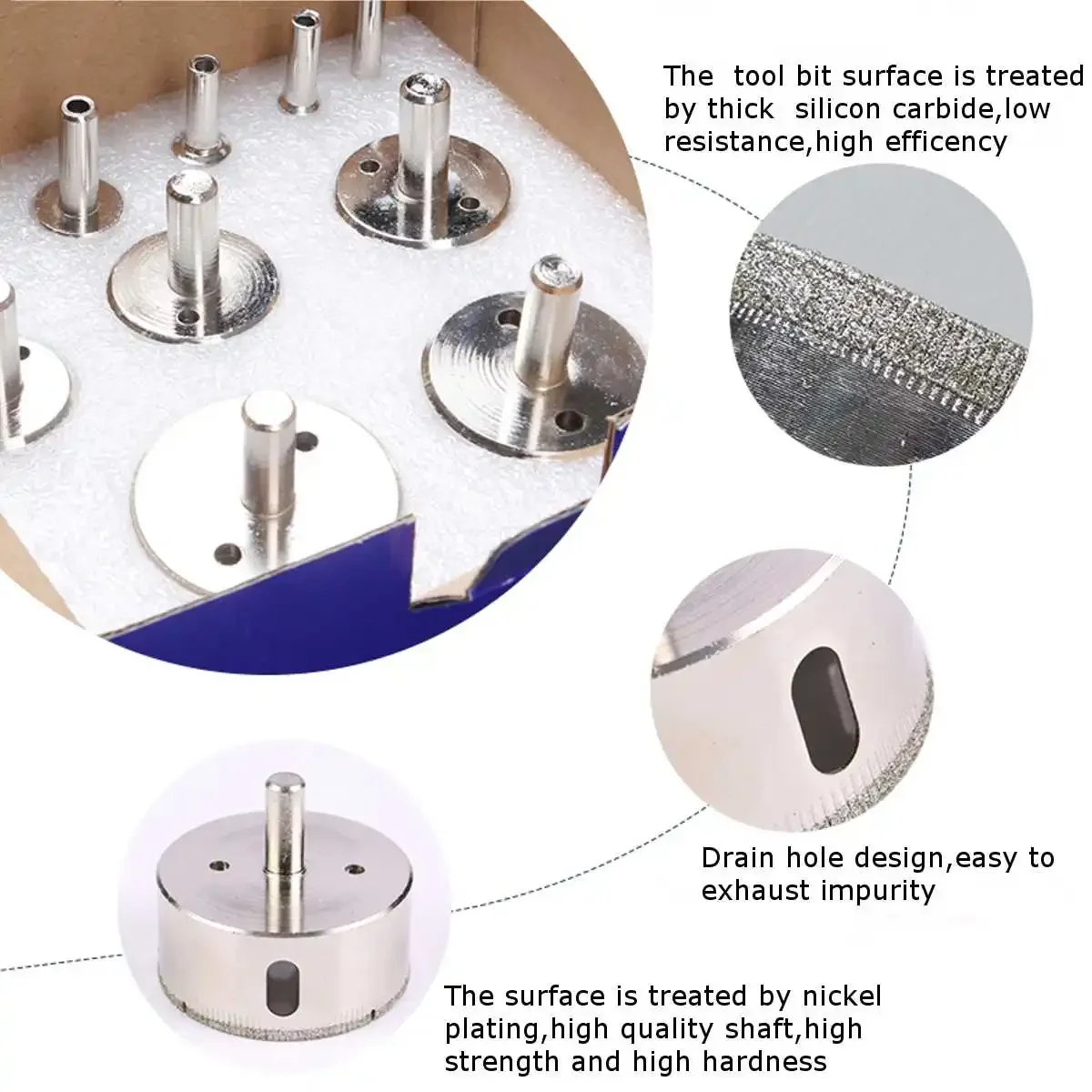 6/8/10/12/14/16/18/20/22/25/26/28/30/40/50mm 15pcs/set Diamond hole 6-50mm saw drill bit tool ceramic porcelain glass marble
