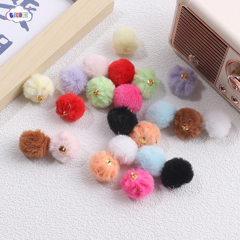 5Pcs Colorful Pom Pom Soft Furry Ball Pendant Pompones Crafts For DIY Phone Lanyard Keychain Earring Jewelry Accessories