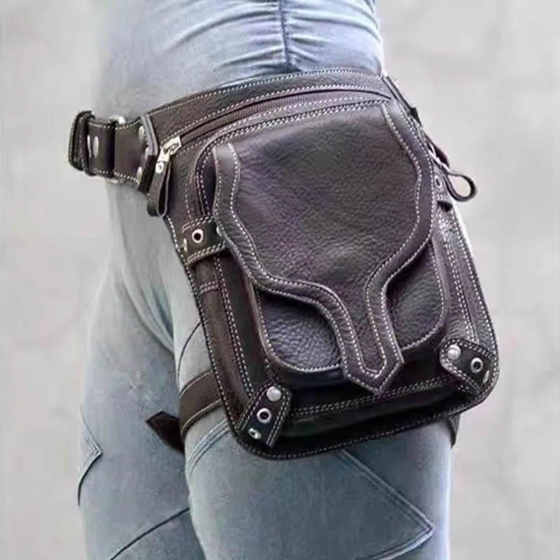 Vintage Pu Leather Streetwear Punk  Waist Leg Bag Men Women Trendy Casual Ladies Outdoor Leg Protectionags Y2k Fanny Waist Packs