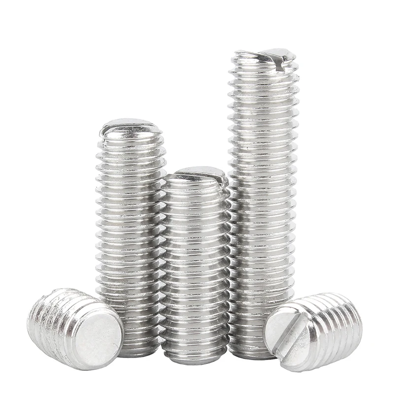 M1.6 M2 M2.5 M3 M4 M5 M6 M8 304 스테인리스 스틸 슬롯 헤드 세트 스크류 플랫 엔드 포인트 세트 그럽 스크류 헤드리스 스크류 DIN551