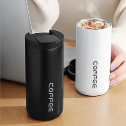 400ml Stainless Steel Insulated Straight Drinking Coffee Cup Leak Proof Convenient Travel Portable Mug Business Office Water Cup