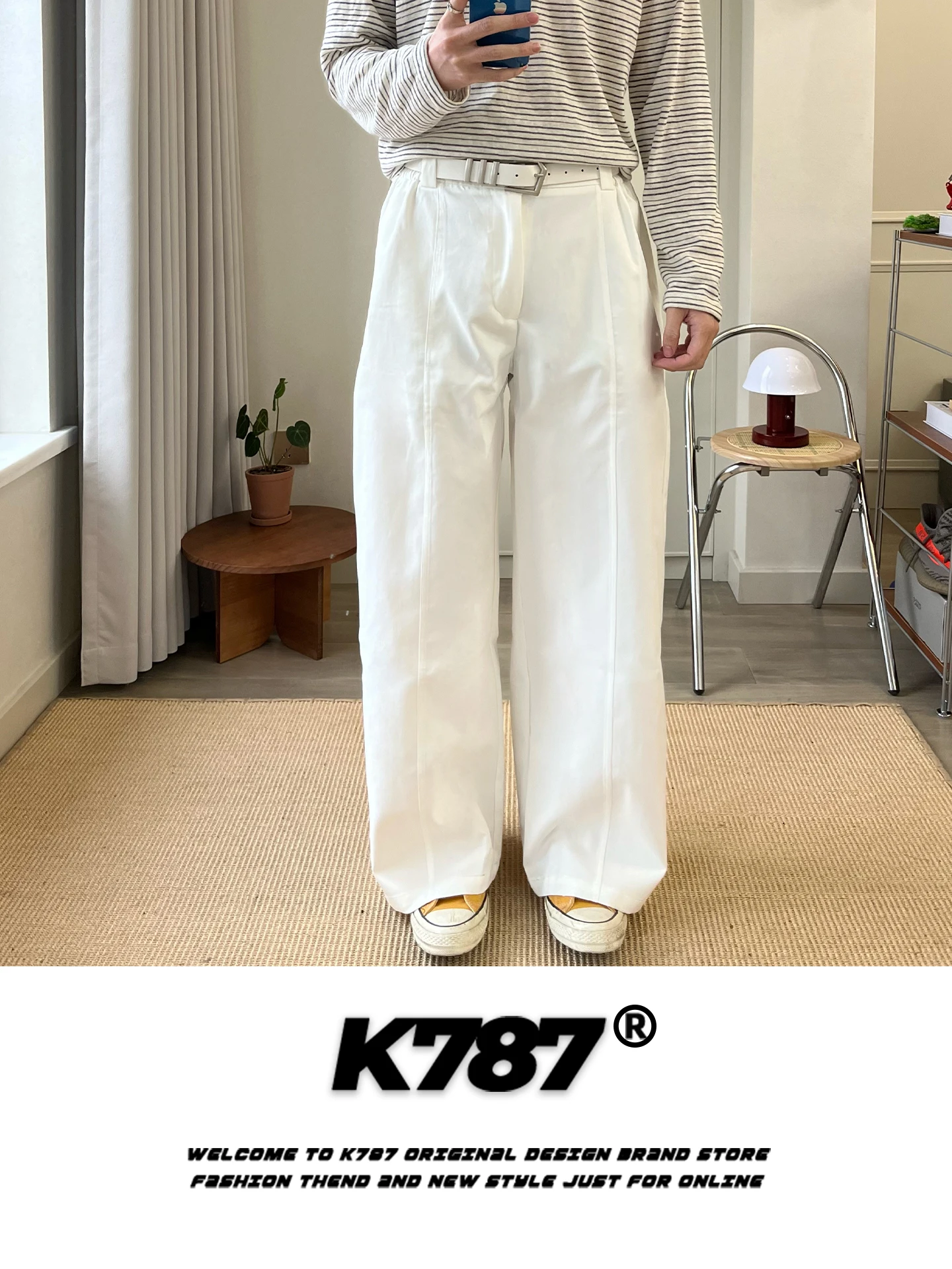 

Брюки унисекс K787 в американском ретро-стиле, цвет хаки, с высокой талией, свободные, повседневные, прямые, широкие, длинные