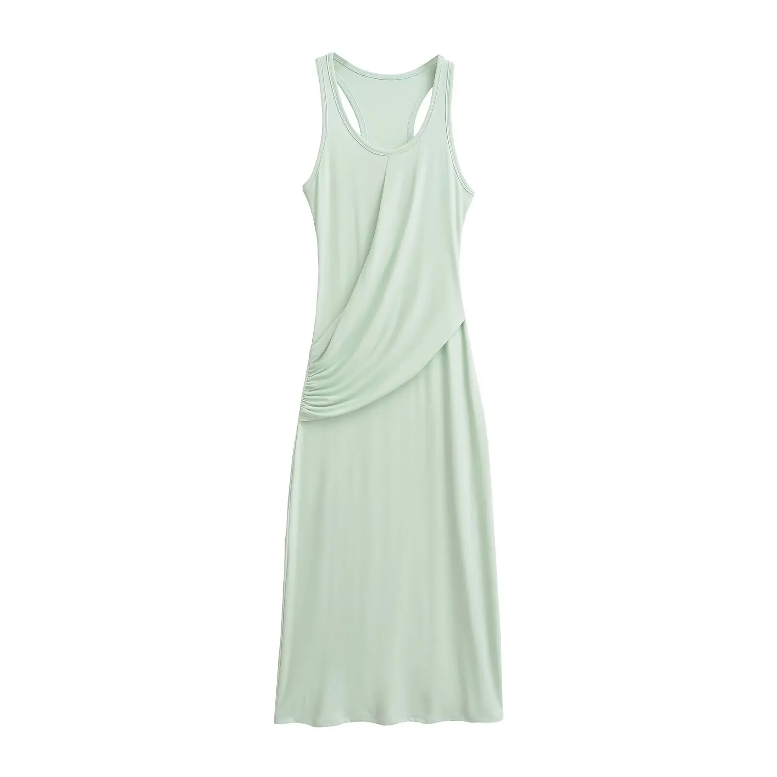 슬림 플리츠 스트랩 니트 여성용 봄 여름 신상 하이웨이스트 허리 조임 롱 스커트