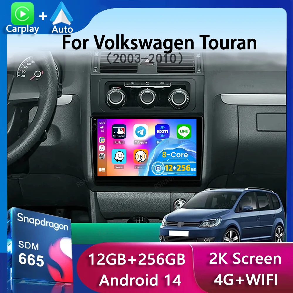 

Android 14 Carplay Auto Autoradio For Volkswagen Touran 1 2003-2010 Car Radio Multimedia Video Player Navigation GPS Stereo 2din