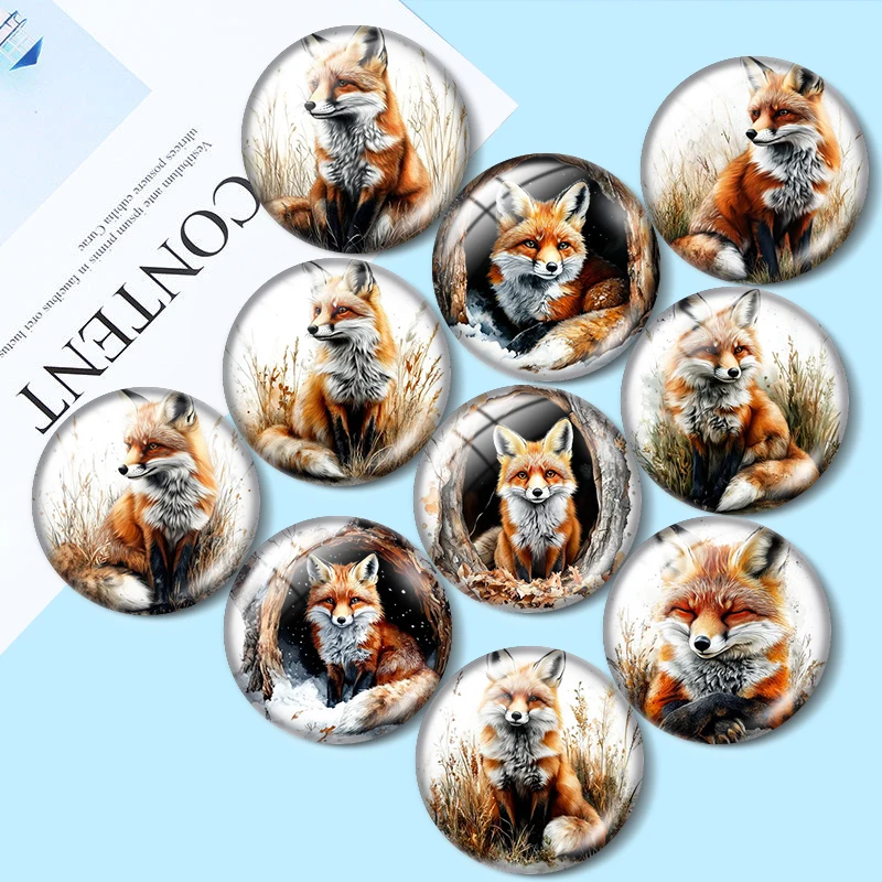 

Fox in the Den Clipart 12mm/18mm/20mm/25mm Round Photo glass cabochon demo flat back Making findings