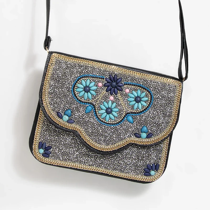 Persian Style Beading Purse Colorful Shell Flower Elephant Handmade Body Cross Bags Stone Coin Pouch Thailand Crafts Souvenir