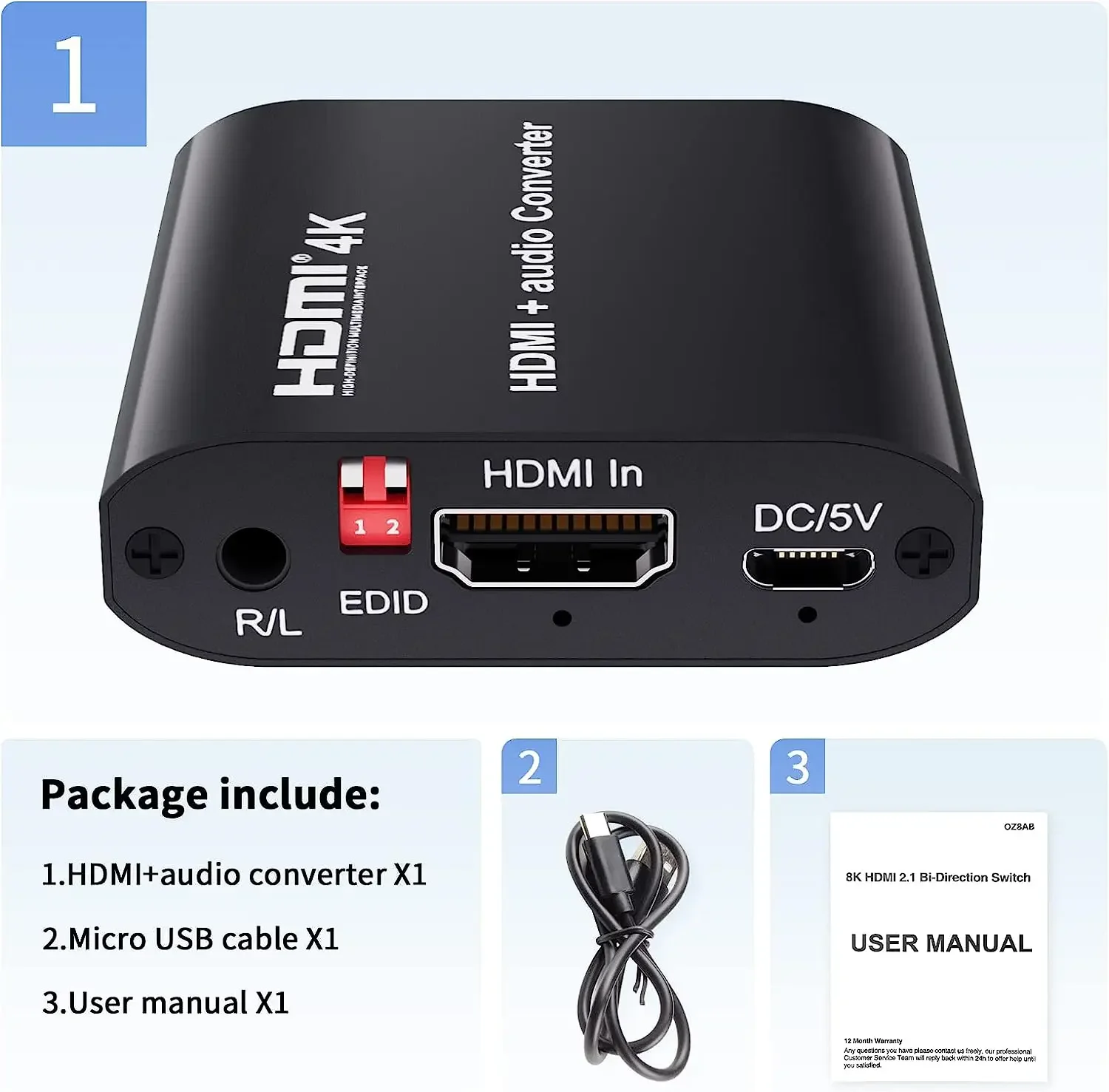 Rozgałęźnik wyciągu audio 4K HDMI z koncentrycznym wyjściem audio Toslink 4K 30Hz HDMI na koncentryczny konwerter audio Toslink SPDIF