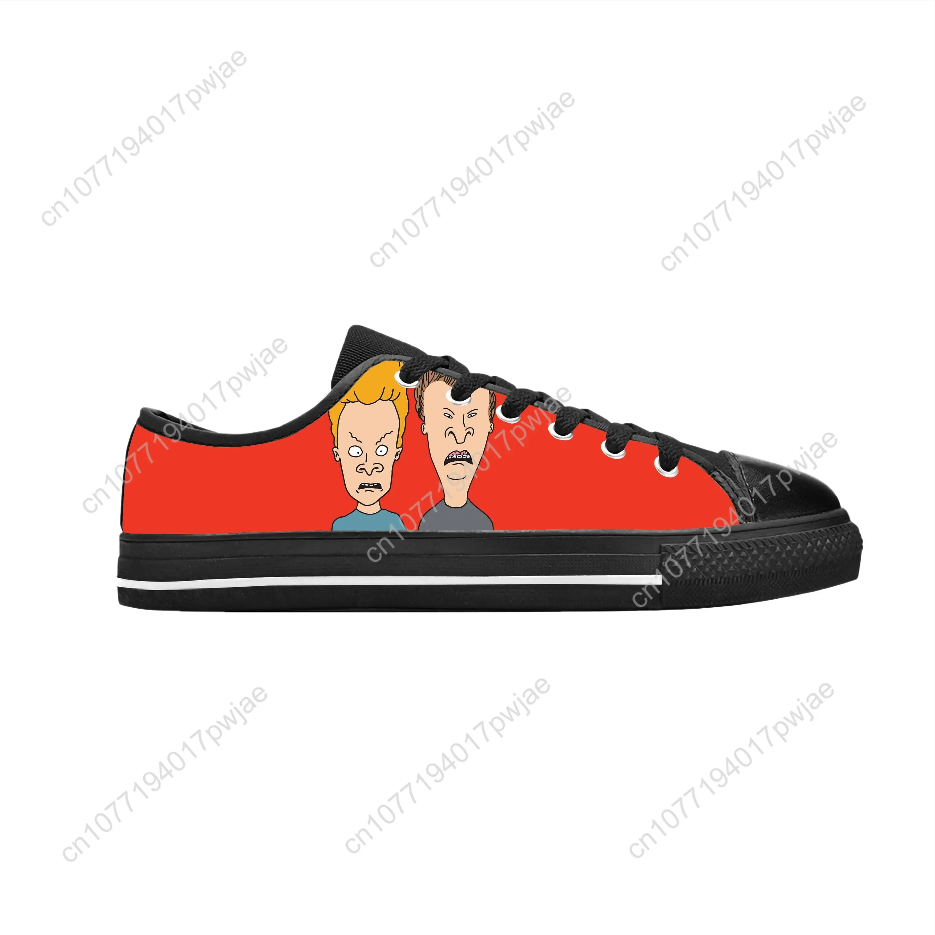 Butthead sepatu kain kasual Pria Wanita, atasan rendah nyaman bersirkulasi gambar 3D kartun Beavis kepala pantat Rock N Roll