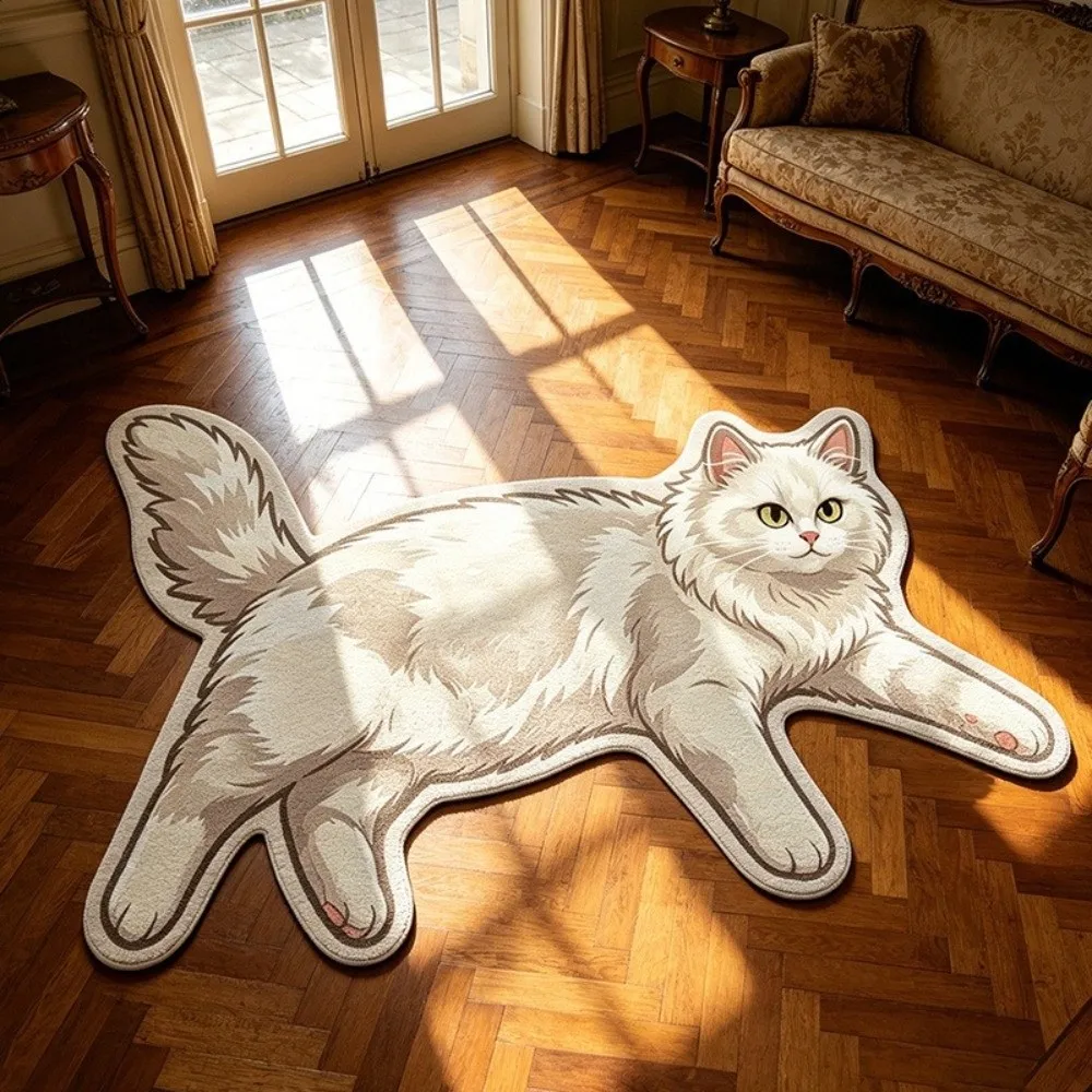 Home Decor Non Slip Cat Floor Mat Cartoon Cat Shape Absorbent Cat Shaped Rug Not Easy To Shed Bathroom Rug Bathroom