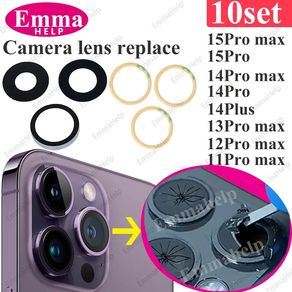 10set Back Camera Glass Lens Sticker for iPhone 13 15 Plus 14 12 11 ProMax XS 7 8 Rear Camera Cover Lens