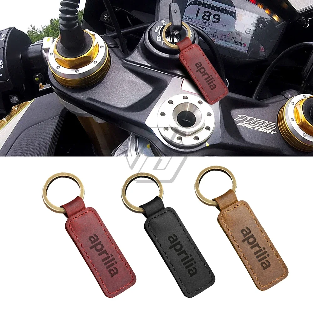 Motorcycle Keychain Cowhide Key Ring Case for Aprilia RSV4 RS125 RS250 Cowhide Key Chain