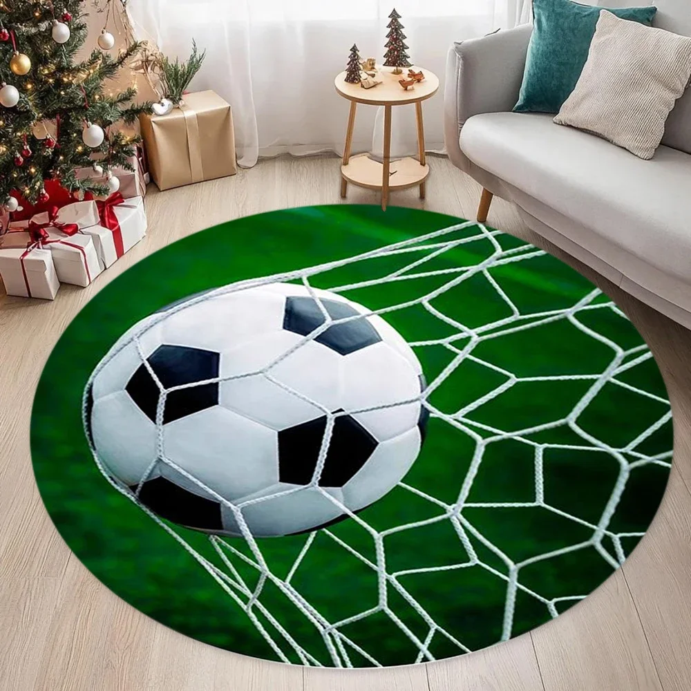 Soccer Field Carpet Mat Rug Sports Theme & Realistic Home Decoration with Green White Tone for Living Room Bedroom