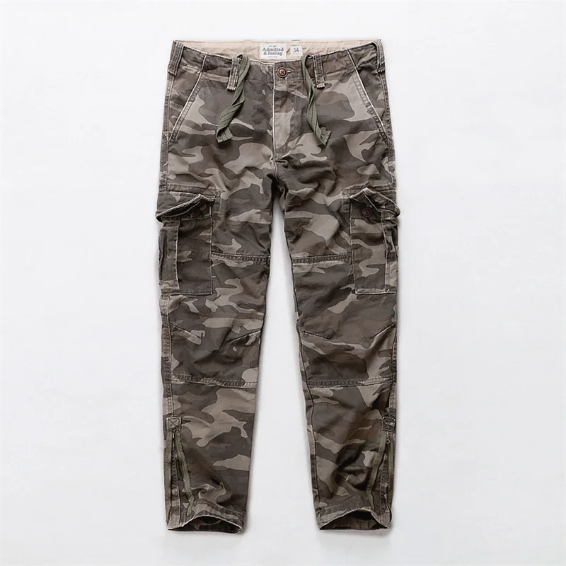 

Men's Autumn Casual Pants Multi Pockets Safari Style Zipper Foot Cargo Pants Tactical Camouflage Pants Outdoor Jogger Pants