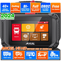 ANCEL V5 HD Heavy Duty Truck Scanner Semi Truck Full System Diagnostic Bidirection Diesel for Cummins/Detroit/Caterpillar/Paccar