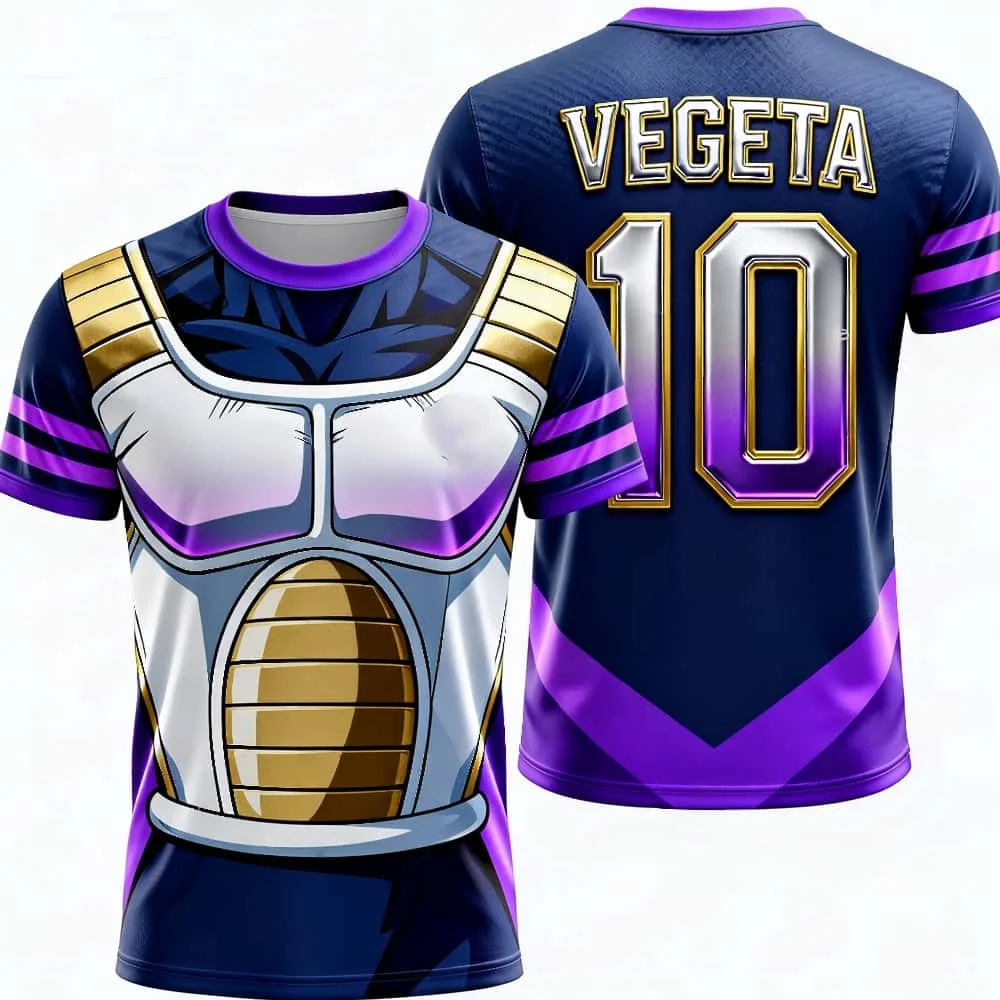 2026/27 Dragon Ball Vegeta 10 Nr. 10 3D-Druck Anime Fußballtrikot Rundhals-T-Shirt Blau Lässige Streetwear Unisex Kurzarm – Detail 6