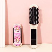 KPOP Anime Woman Pattern Folding Mirror Comb,Mini Air Cushion Massage Comb,Gift for KPOP Fans, Special for real hair wigs