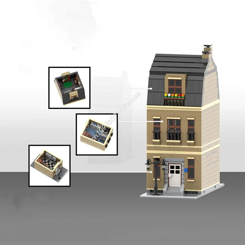 1423 Uds. MOC casa residencial antigua bloques de construcción Modular juguetes educativos artesanales DIY niños ladrillo regalos creativos de Navidad