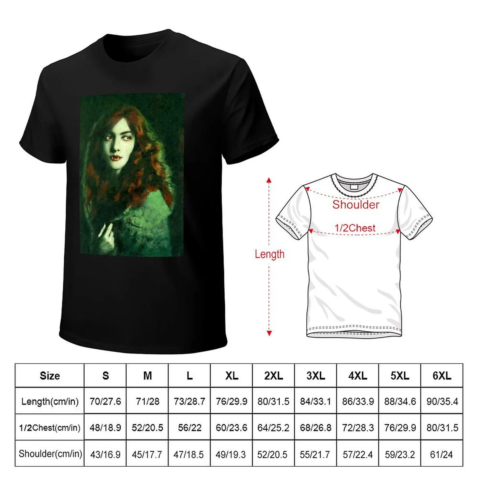 Vintage Gothic Femme Fatale Vampire T-Shirt Work Comfort T-Shirt for Men