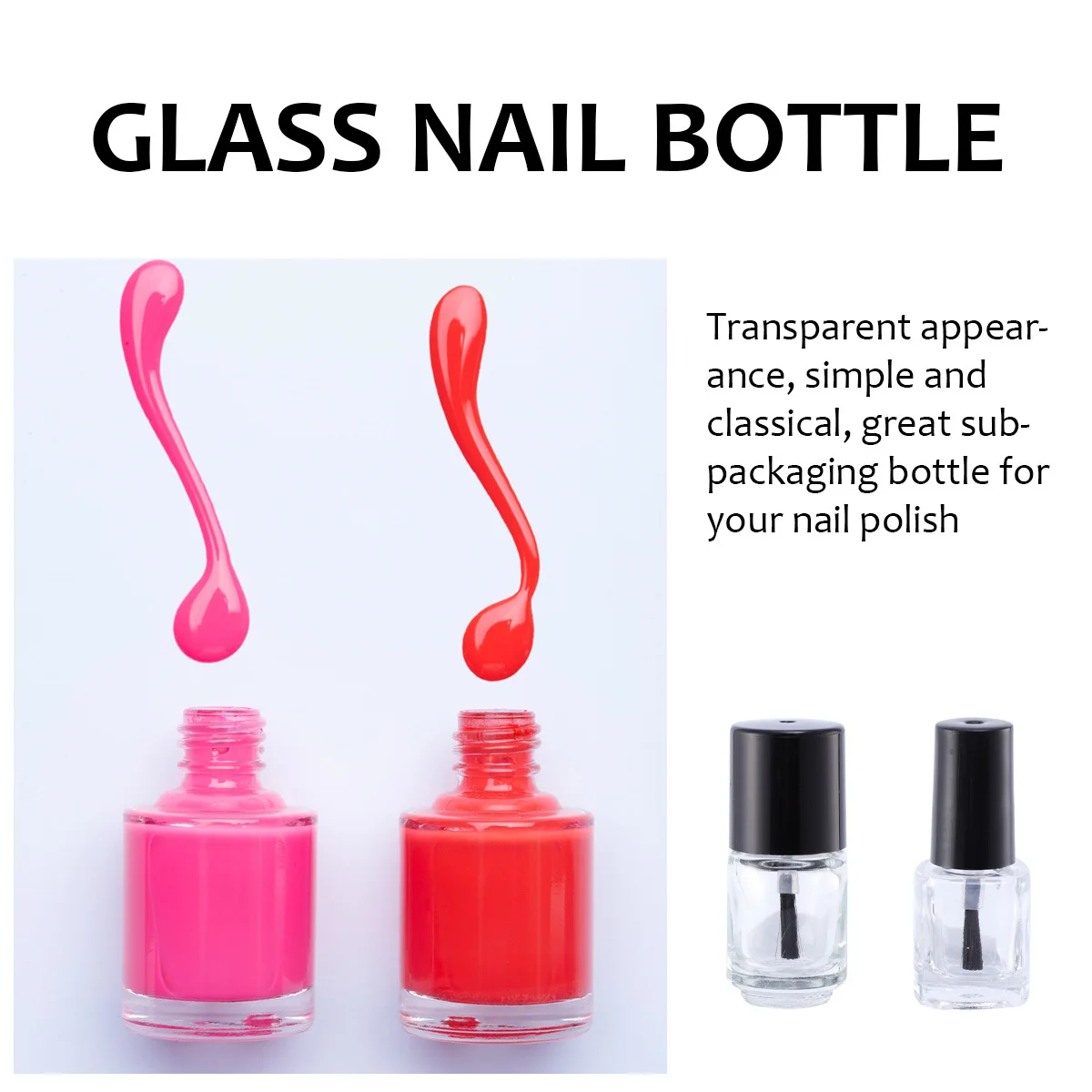 

20Pcs Nail Polish Bottles Glass Transparent Lightweight Easy Open Leakproof Mini Container for Nail Liquid DIY Color Storage