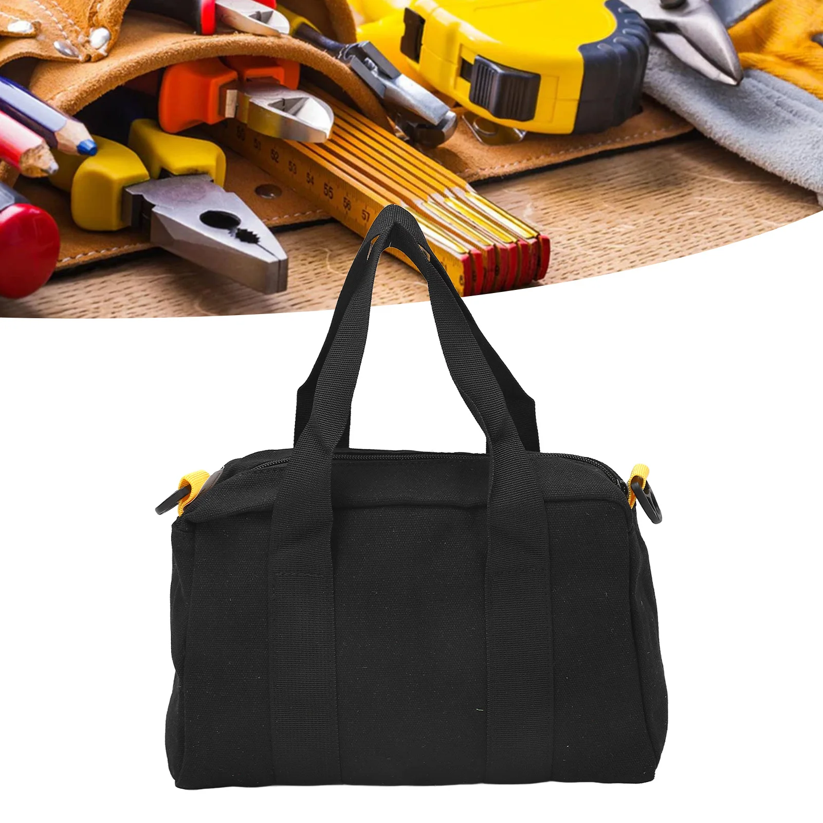 حقيبة أدوات كهربائي قماشية محمولة مقاومة للماء مع فم واسع وسعة كبيرة لكماشة مفك البراغي - 12 بوصة