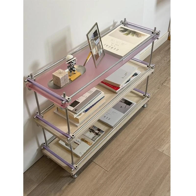 

Medieval birch multi-layer baffle shelf floor-to-ceiling optical axis marine panel display rack color acrylic bookshelf