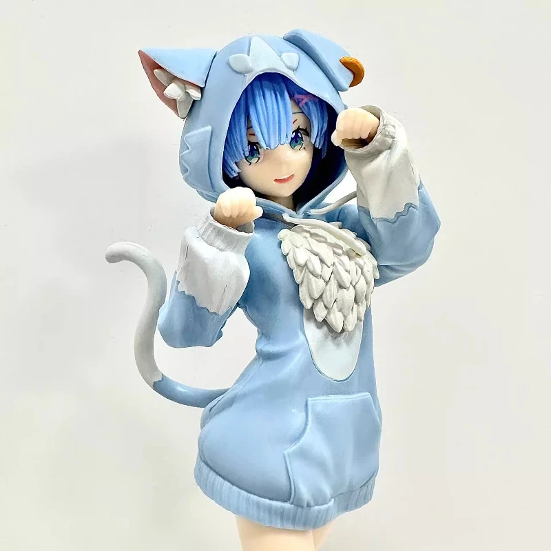 6pcs Anime Re:Zero Rem Ram Emilia Cute Girl Action Figure 20cm Puck Cosplay Hoodie Doll Collect Model Toy Desktop Decor Boy Gift view 3