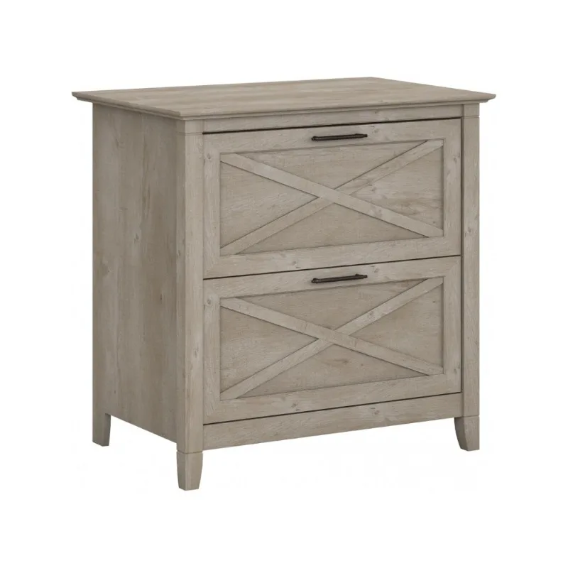 2 Drawer Lateral File Cabinet in Washed Gray | Document Storage for Home Office | Accent Chest with Drawers