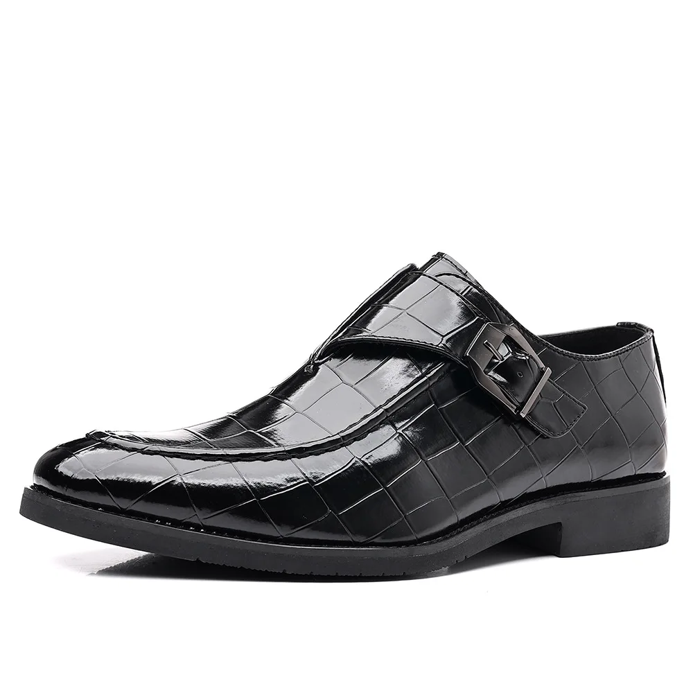 

Big Size Stone Pattern Leather Shoes for Men Spring Autumn New Buckle Designer Business Dress Shoes Male Fashion Casual Loafers