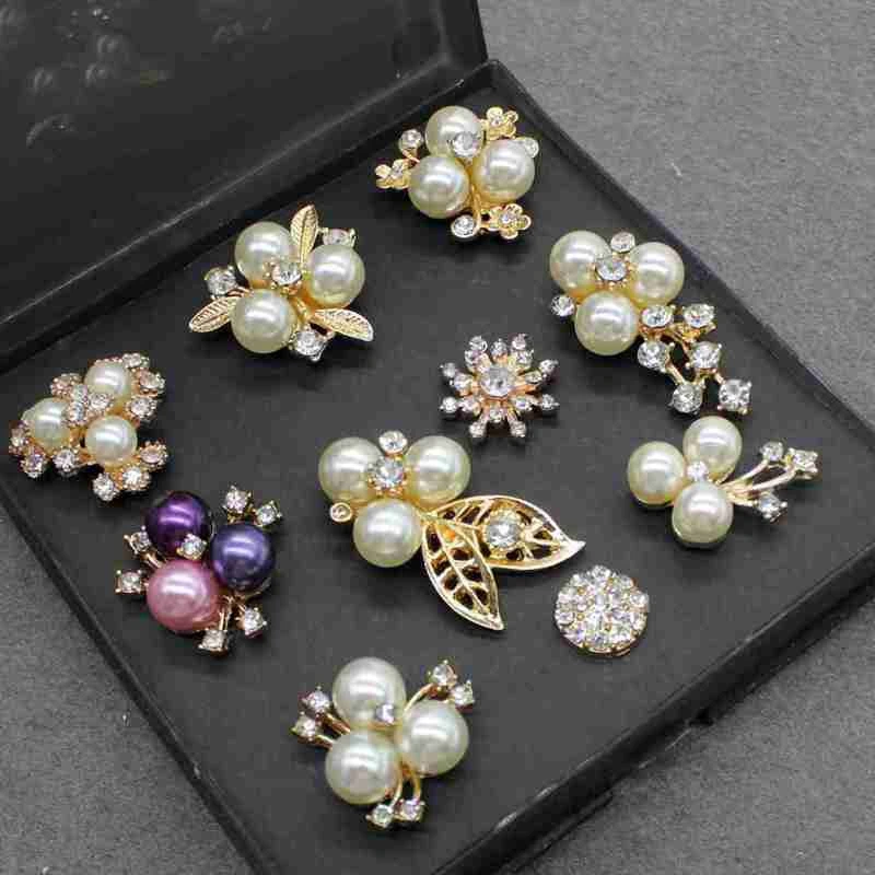 DIY Handmade Jewelry Lolita Hairpin Brooch Decorative Alloy Diamond Imitation Pearl Flower Heart Wedding Shoes Bag Accessories