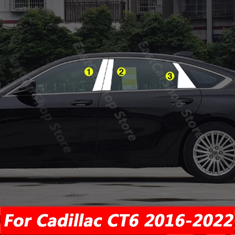 

For Cadillac CT6 2016-2022 Car Stainless Steel Middle Central Column Window Trim B C Pillar Chrome Accessories